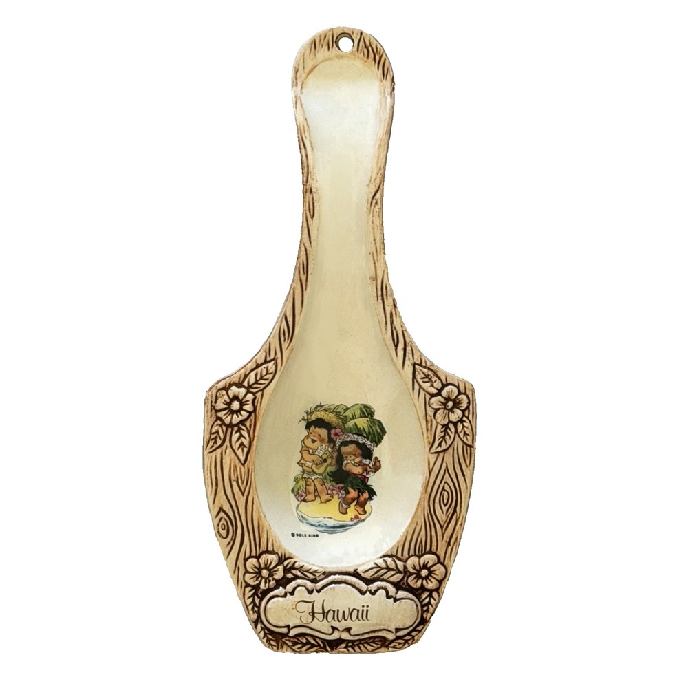 Vintage Hawaii Tiki Spoon Rest Bar Dole Kids Wall Décor 1960s Ukulele Tropical H